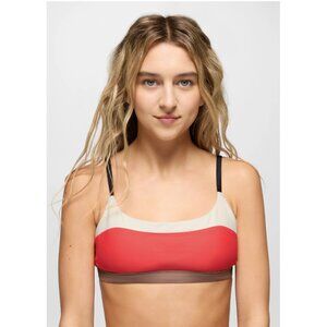 PrAna Women's Baja Bound Swim Bikini Top Rose Fire Colorblock Small NWT